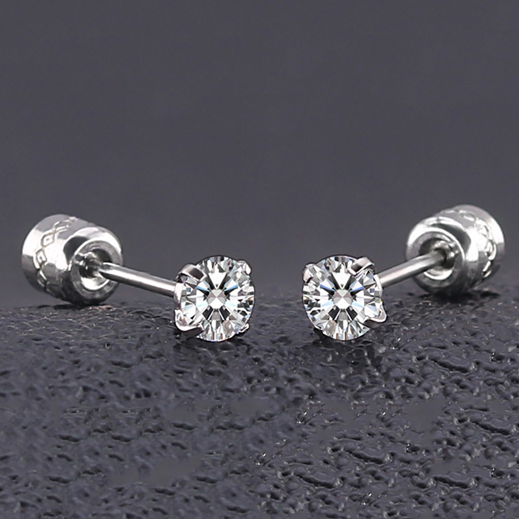 Hu Hu Hu Hu Hu Alat Bantu Pasang Kacamata♡ Anting Stud Cubic Zirconia Berlian Imitasi Bahan Titanium Steel Untuk Unisex