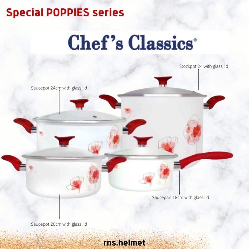 chef's classics special poppies series/panci enamel tebal/Saucepan/stockpot/dutchoven/saucepot
