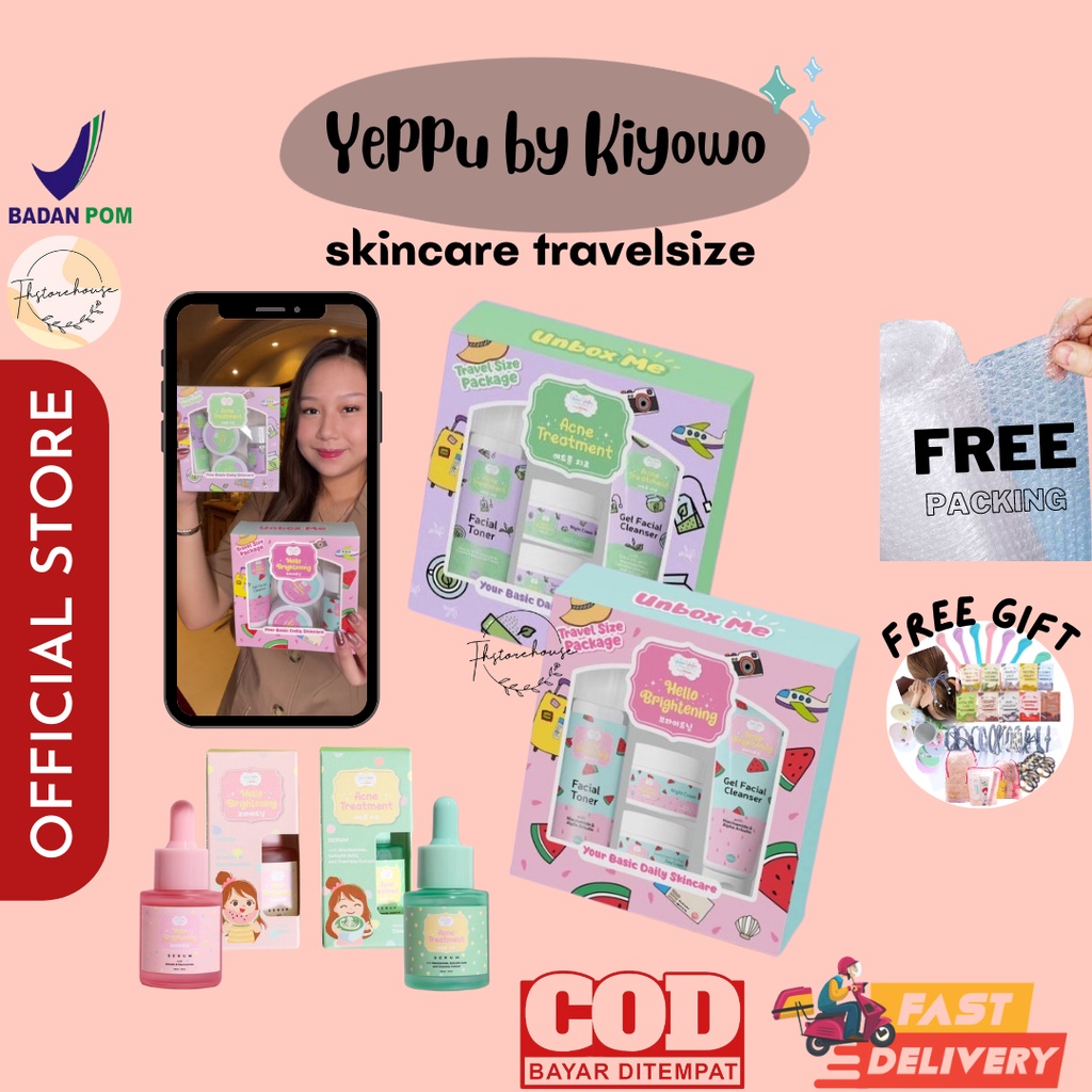 [FREE MASKER WAJAH] Paket Skincare Yeppu Yeppu By Kiyowo Travel Size BPOM Halal Paket Skincare Acne