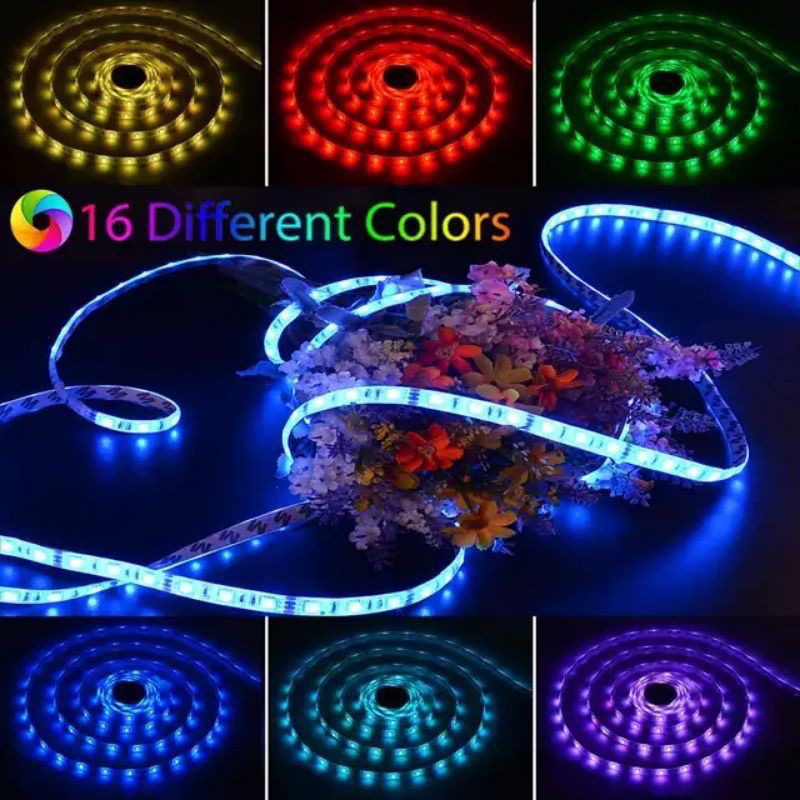 BS323 Lampu Strip LED RGB 5050 IP65 DC 12 V Warna Warni 5 Meter Waterproof