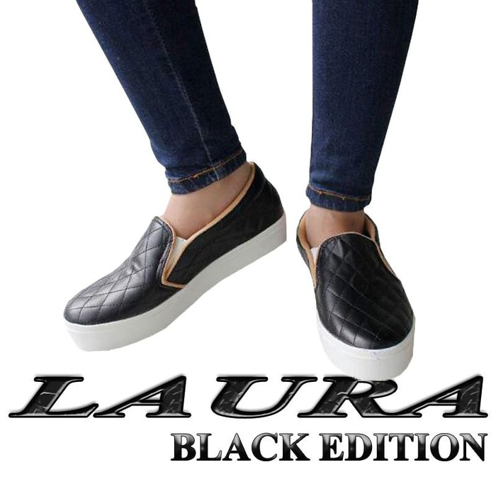 LAURA Sepatu Wanita Flat Slipon Kets | Slip on Casual Cantik - Merah Muda- 36