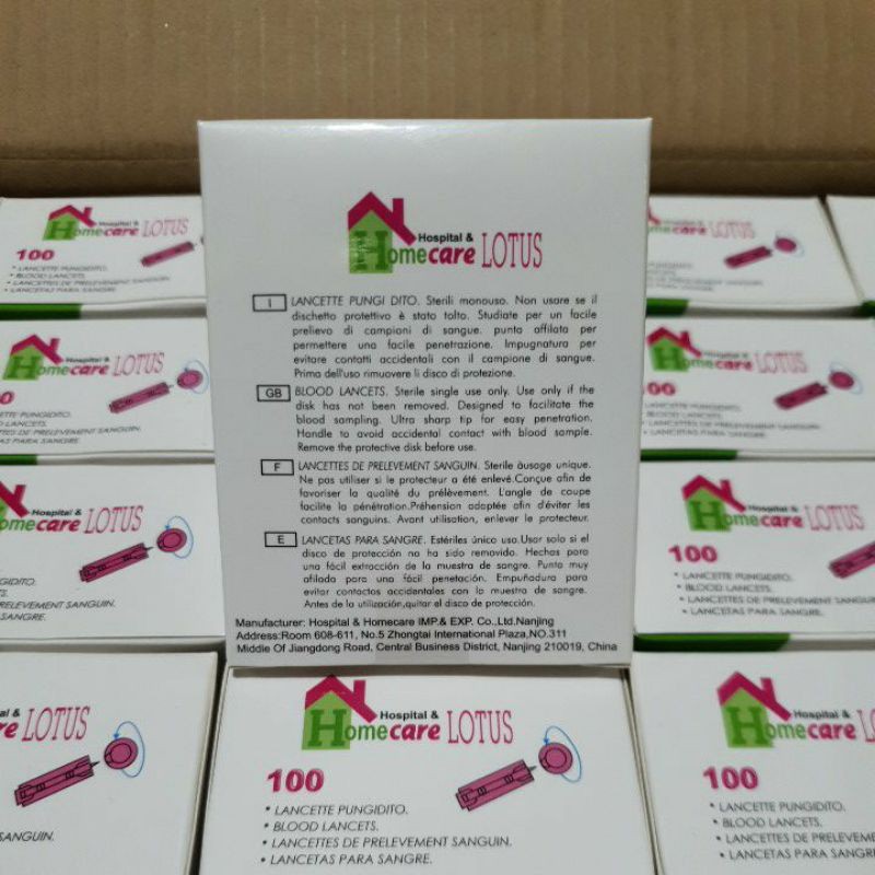 Jarum Lancet Homecare Lotus / Blood Lancet isi 100 pcs / Ukuran 28 G