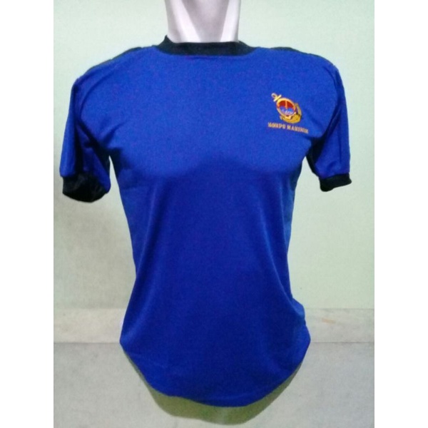 kaos kombinasi biru marinir logo kecil | kaos dalaman marinir lengan tulisan