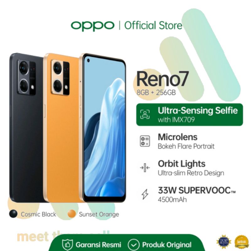 OPPO Reno 7 4G 8+5/256 GB GARANSI 1 TAHUN RESMI OPPO INDONESIA TERLARIS BISA BAYAR DITEMPAT COD Reno