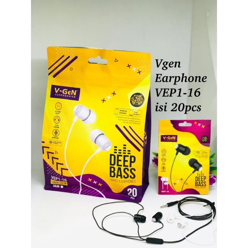 HEADSET VGEN VEP1-16 DEEP BASS HANDSFREE EARPHONE V-GEN VEP1-16 DEEP BASS