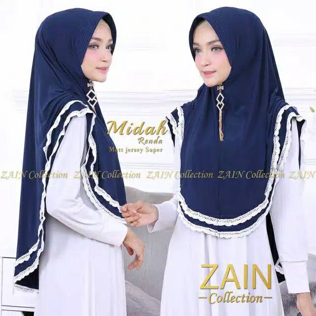 HIJAB KHIMAR ARINDA MIDAH RENDA TUMPUK LACE MALINDRA JILBAB BERGO KERUDUNG INSTAN REMPEL ZAIN
