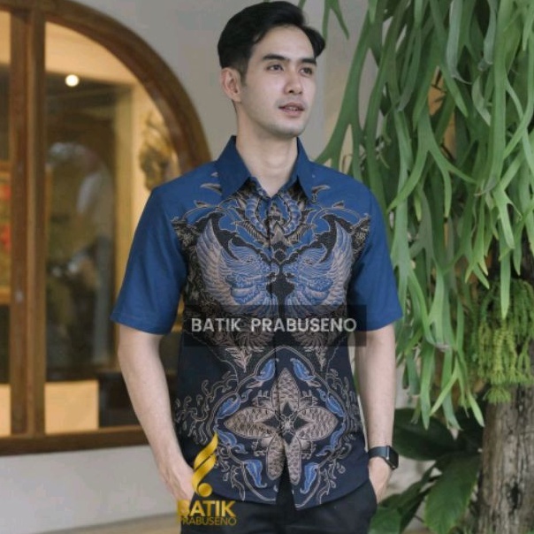 Adiwilaga Lengan Pendek Slimfit Original Baju Batik Prabuseno Kemeja Pria Bahan Katun Printing Halus