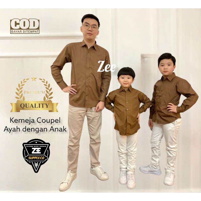 Hem Kemeja Polos Coupel Ayah Dengan Anak Lengan Panjang Premium