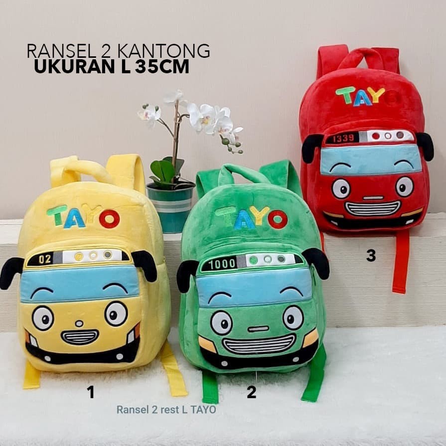 Tas Ransel Tayo dan Teman-teman size L(35cm) Sekolah Main Anak-anak TK Paud SDIT SD Boneka Tayo