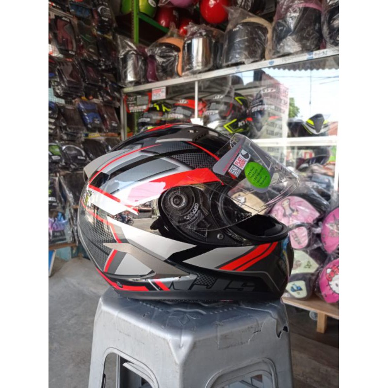 HELM NJS SHADOW TITAN BLAK/RED DOBEL VISOR PAKKING KARDUS