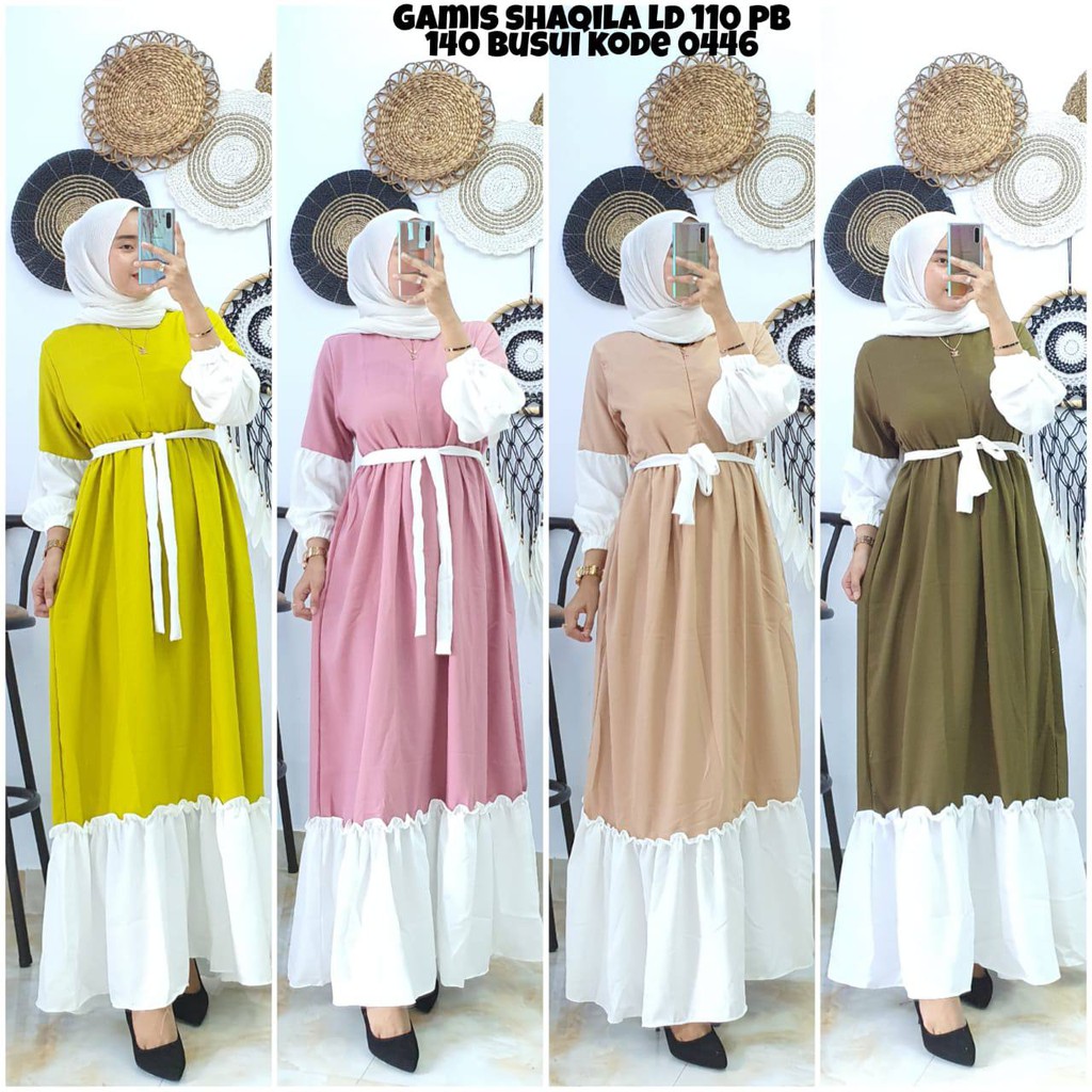 Gamis Shakila, Syakila, free belt, tangan balon