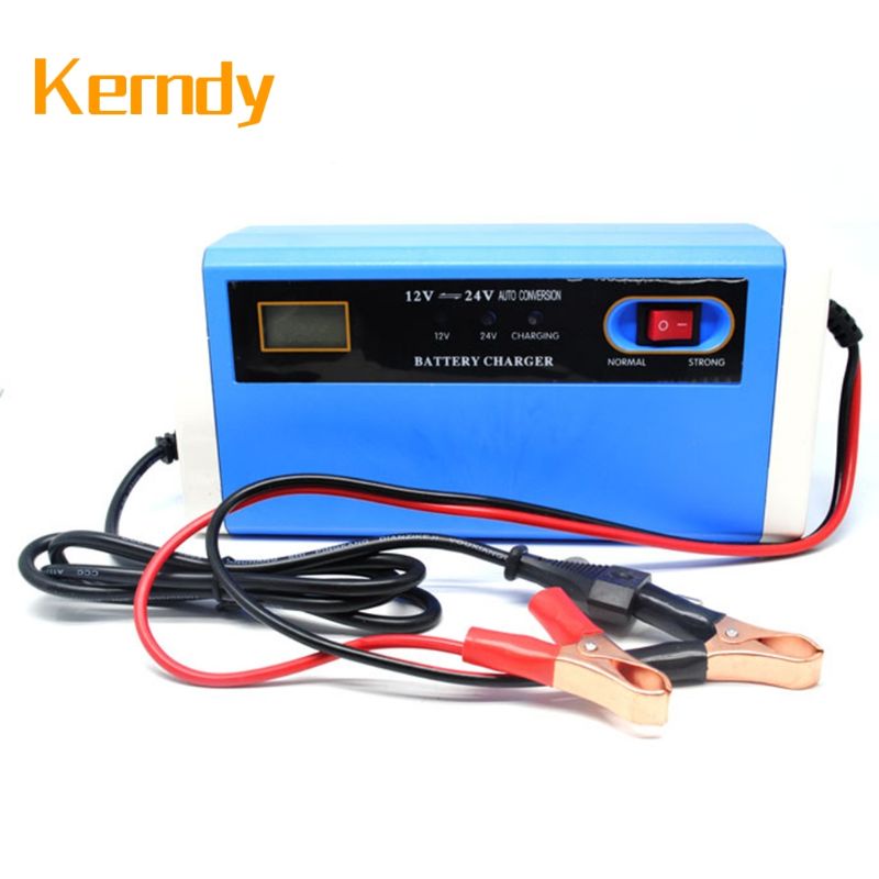 Kerndy Charger Aki Mobil Motor Lead Acia 12-24V 10A with LCD-UD21