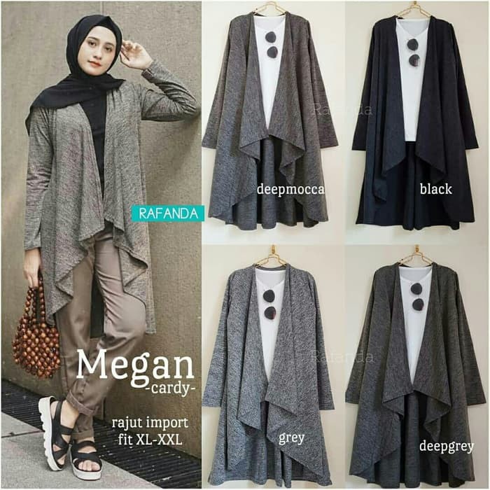 KJ53 Fashion Wanita Murah Ls Vika Cardi (Black Grey) Bhn Scuba Cardigan Modis