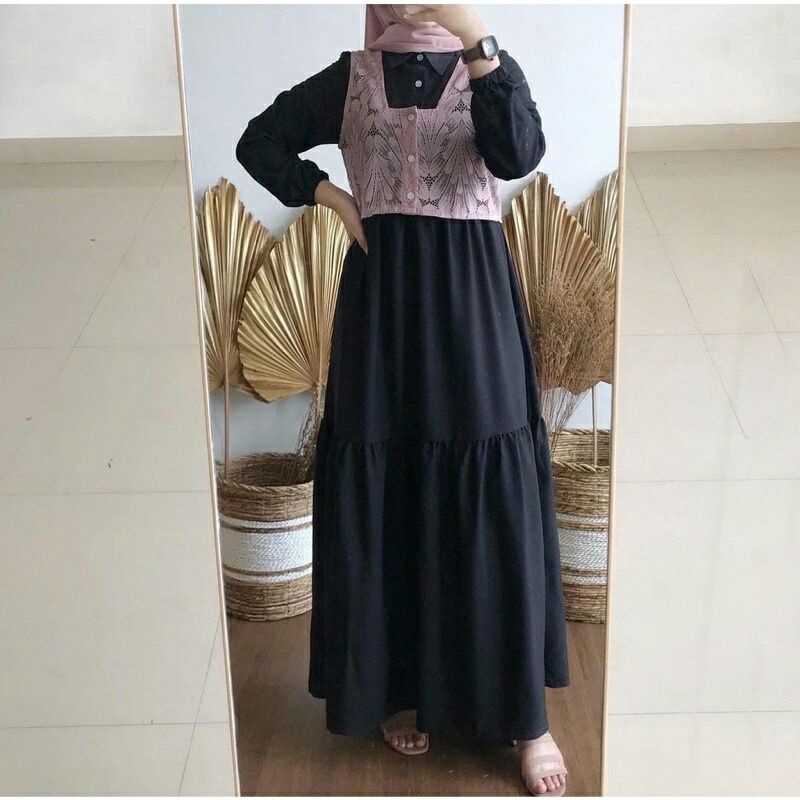 gamis vest/quarto dress/set gamis vest/