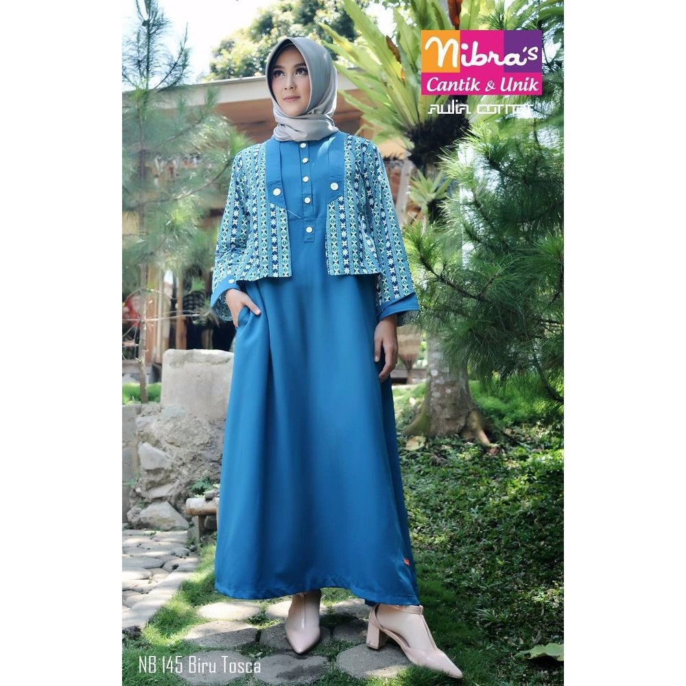 TERLARIS Model Baju Gamis Nibras NB 145 Biru ORIGINAL Gamis Modern