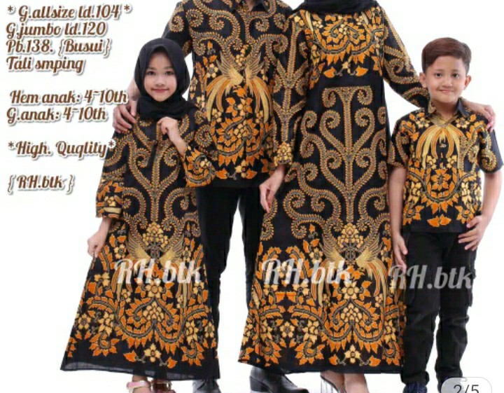 Coupel Batik Gamis Famili Batik Keluarga,sarimbit Ibu Ayah Dan Anak,baju Couple Batik Murah Seragam3