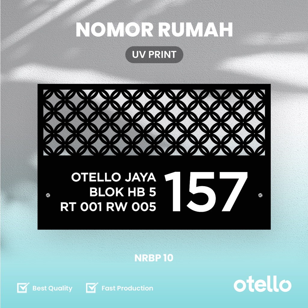 Custom Papan Alamat Rumah Akrilik Bolong UV Print Nomor No House Number Eksklusif Mewah Lasercut Nomer Acrylic Otello NRBP 10