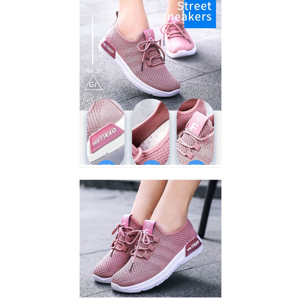 Sepatu wanita sneakers 2022 Sepatu olahraga rajutan terbang sports shoes Bahan Full Karet Anti Licin