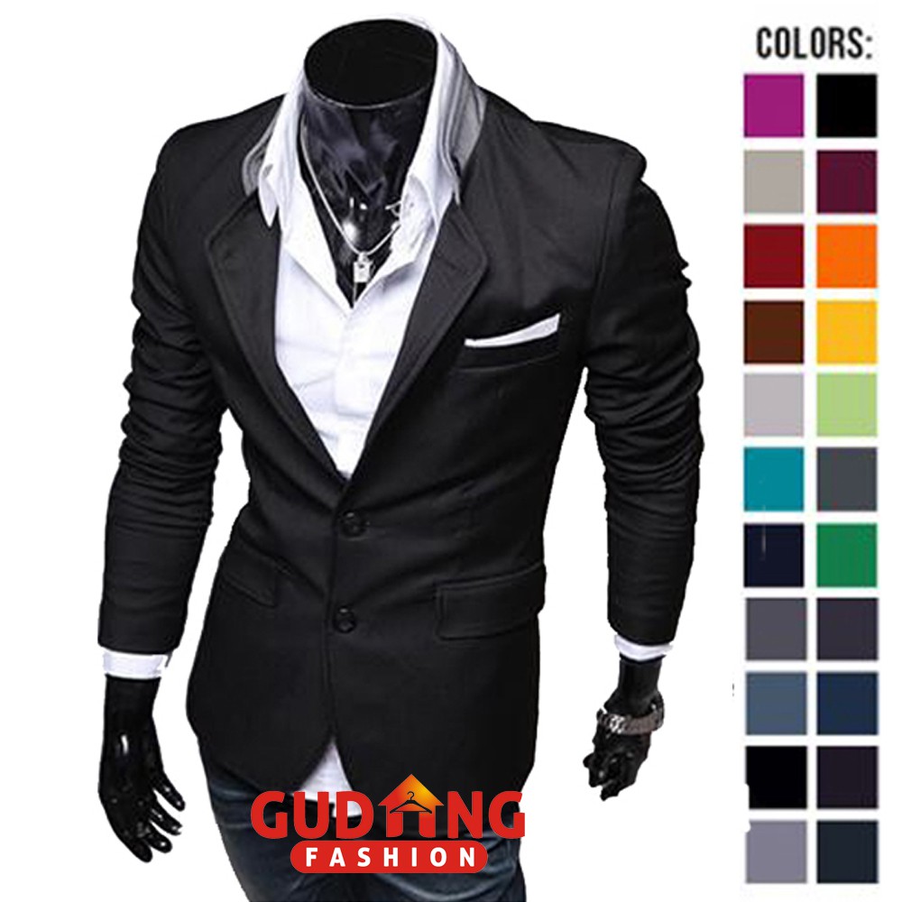 Blazer Pria Stretch Model Korea Hitam Putih - BLZ (COMB)