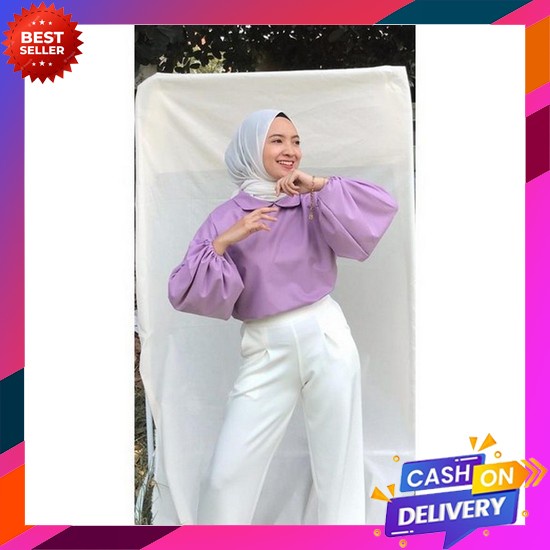 Blouse Nadia Blus Baju Atasan Cewek Blous Korean Style Import Pakaian Wanita Lengan Panjang Lengan P