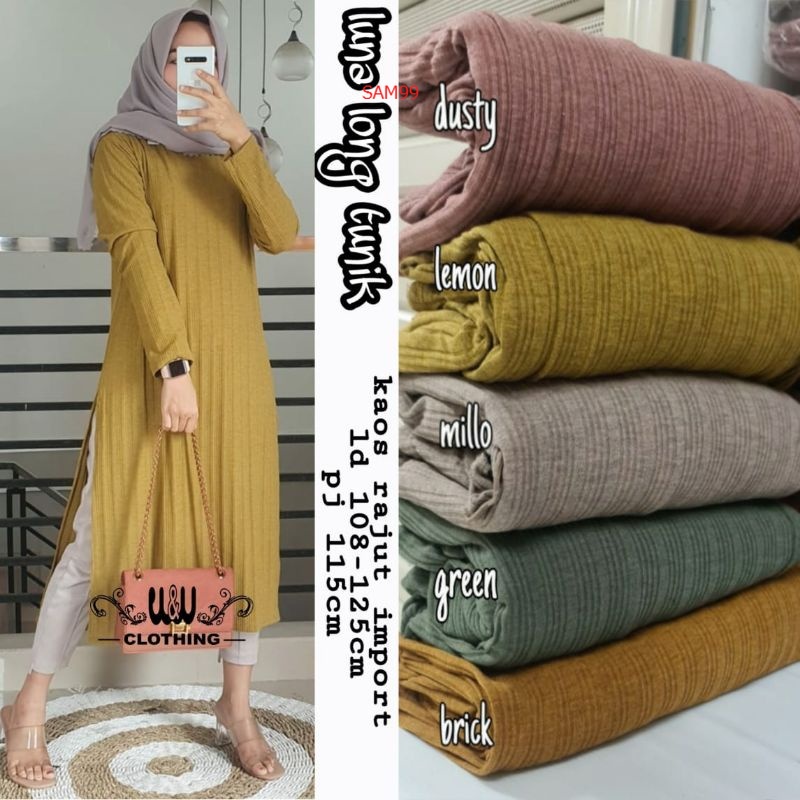 melisa olshop Luna Tunik - Tunik Wanita Polos Rajut Import LD 110 - Long Tunik Original WW