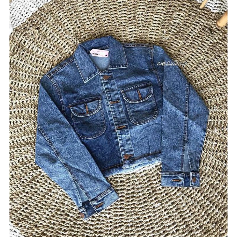 JAKET CROP JEANS RAWIS DENIM JINS JAKET WANITA CEWE CEWEK JAKET MURAH TERBARU CROP JAKET