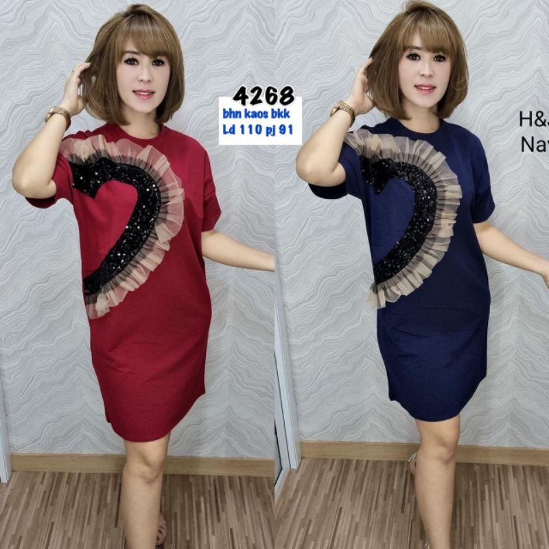 4268#Ready dress hj love tile bangkok (premium super)