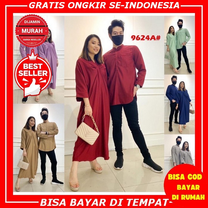 Baju Couple Gamis Wanita Pasangan Lebaran Terbaru 2022 Cp Zonny Muslim Kondangan Model Kekinian Moti