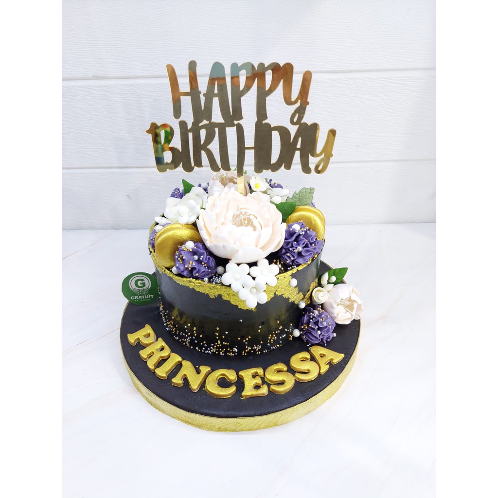 

flower cake gumpaste + topper 15cm