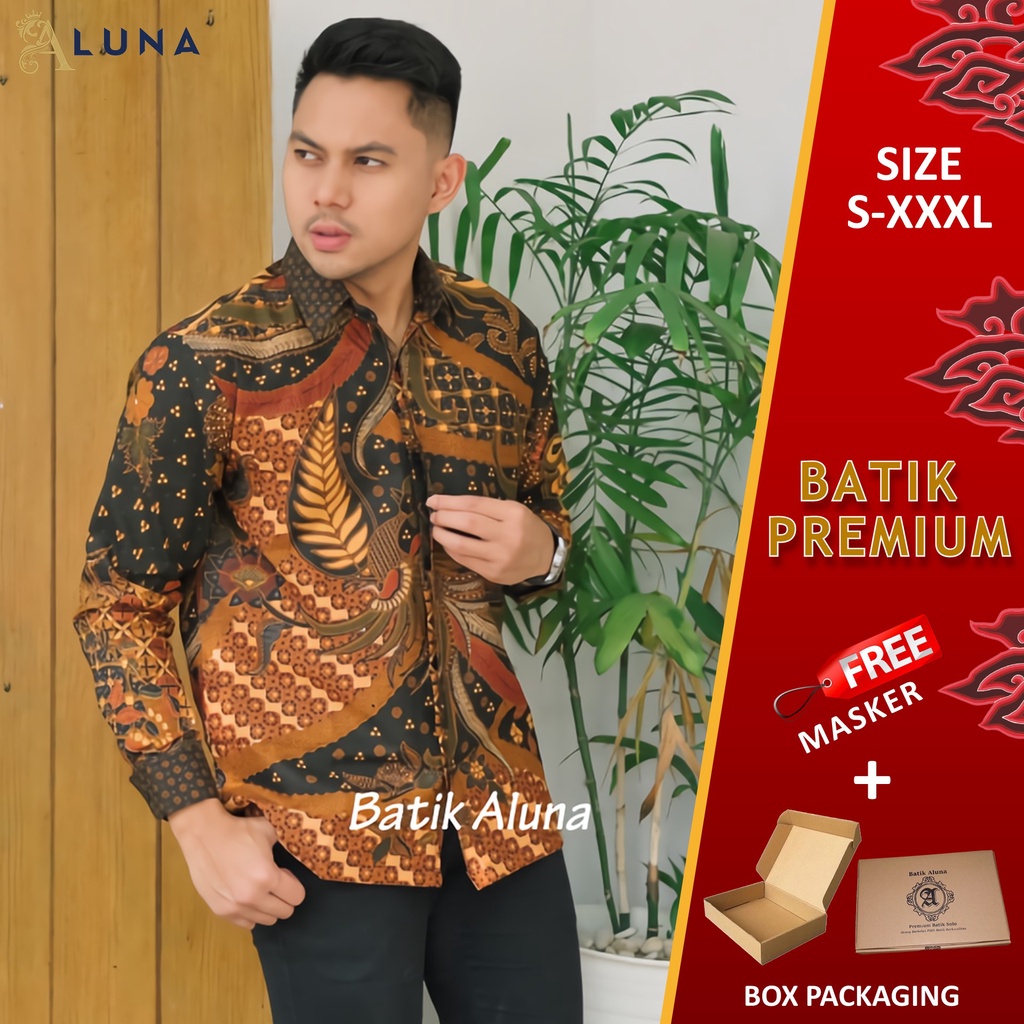 BAJU BATIK PRIA LENGAN PANJANG PREMIUM SOLO PRIA MOTIF NITIK KOMBINASI REGULAR FURING BAHAN KATUN PRINT ALUNA PCW 091