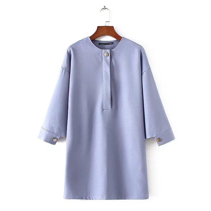 Casual Mini Dress Besar Lengan Panjang Import - 45421 Blue Elegant Loose Dress