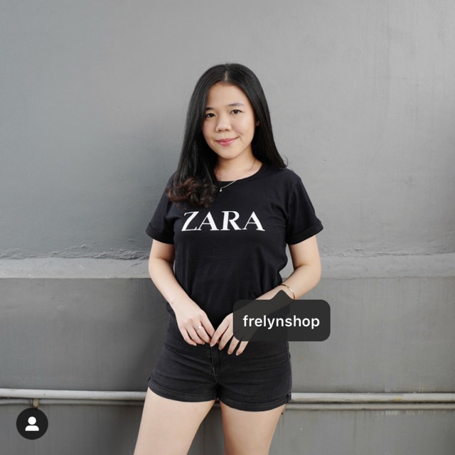 ZARA HITAM BAJU  KAOS  TSHIRT TUMBLR TEE WANITA  BLACK 