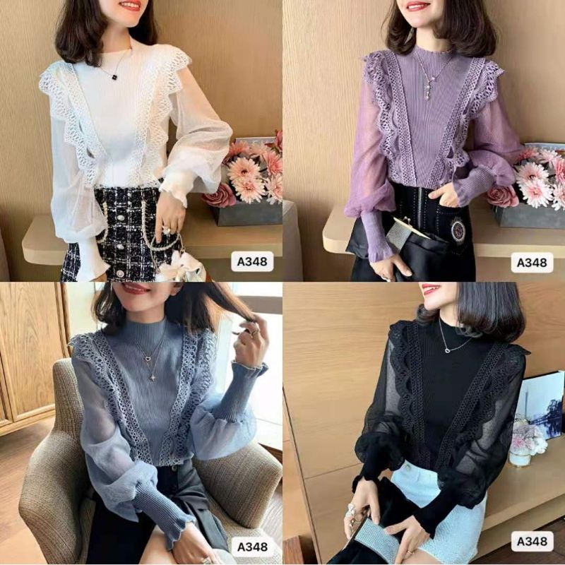 promo fhasion wanita--atasan rajut renda brukat premium import/termurah/terbaru