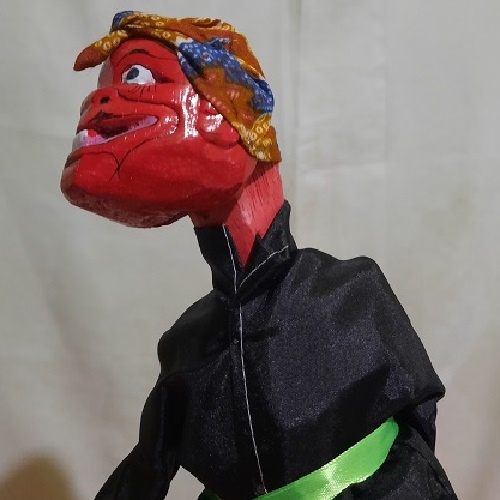 Wayang Golek Kayu Cepot Bisa Mengangguk Ukuran Kecil Tinggi 35 Cm Real Pict