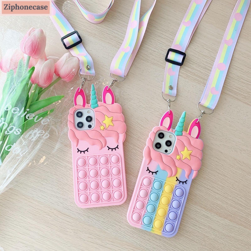 Soft Case Realme C25 C25s C20 C21 C15 C12 C11 2021 5 5s 5i C3 Narzo 20 30a Pop it Unicorn Pink Rainb
