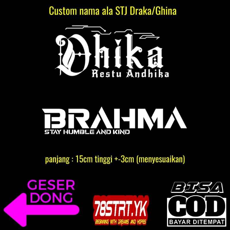 

STIKER NAMA CUSTOM CUTTING ala Bus STJ GHINA DAN STJ DRAKA