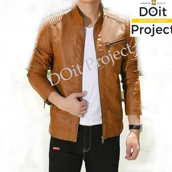Jaket Kulit Pria Wanita Remaja Anak Domba Premium Jaket Kulit Biker Brown Berkualitas & Bergaransi