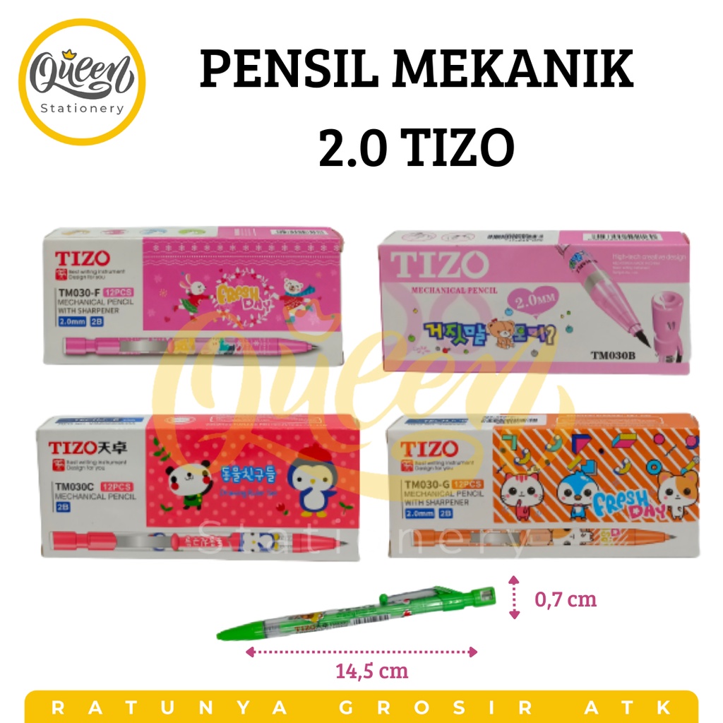 

1 PCS PENSIL MEKANIK 2.0 TIZO - PENSIL MEKANIK CETIKAN ISI BESAR LUCU