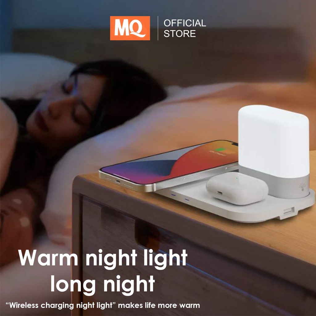 MQ Wireless Charging Night Light 2 in 1 Fast Charging For Universal Smartphone Multifungsi