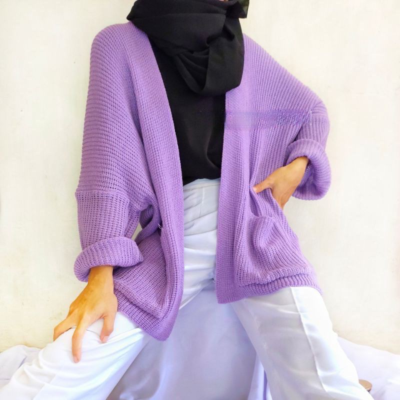 cardigan lilac loocy cardigan pocket Lilac sweater lilac rajut