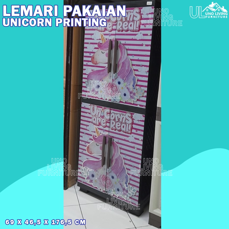 JUMBO! Lemari Pakaian Plastik Jumbo Lemari 4 Susun Lemari Anak Printing Lemari Pakain Karakter Anak Alta Unicorn