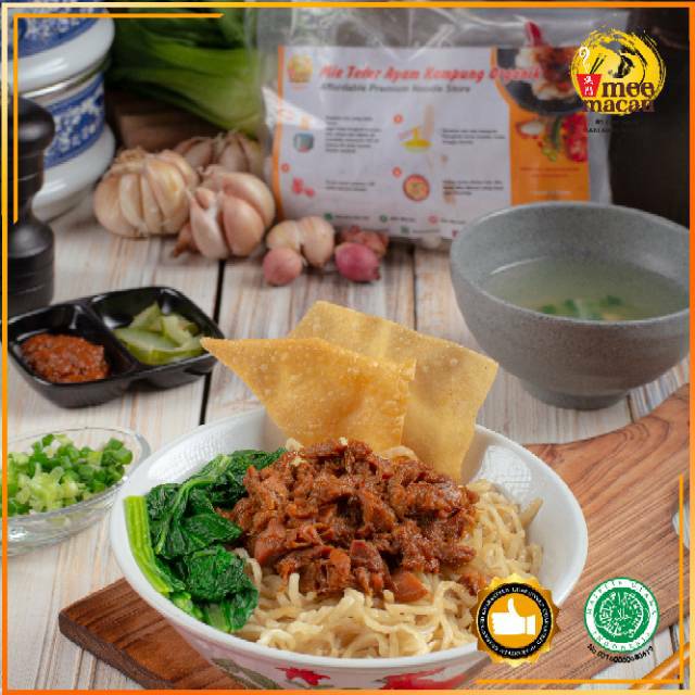 PAKET MIE AYAM FROZEN | Mie Basah Telur Ayam Kampung + Minyak Bumbu + Ayam | Halal MUI