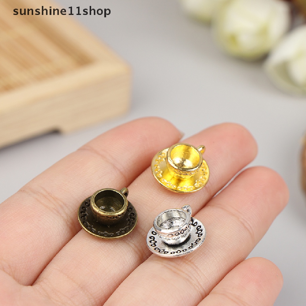 (SHO) 5pcs / Set Miniatur Cangkir Teh Bahan metal Untuk Dekorasi Rumah Boneka