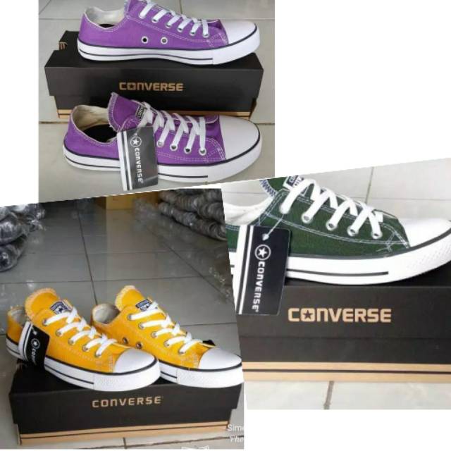 Converse Sepatu Wanita Pria Classic Size Dewasa Warna Best Seller Ungu Kuning Army Berkualitas