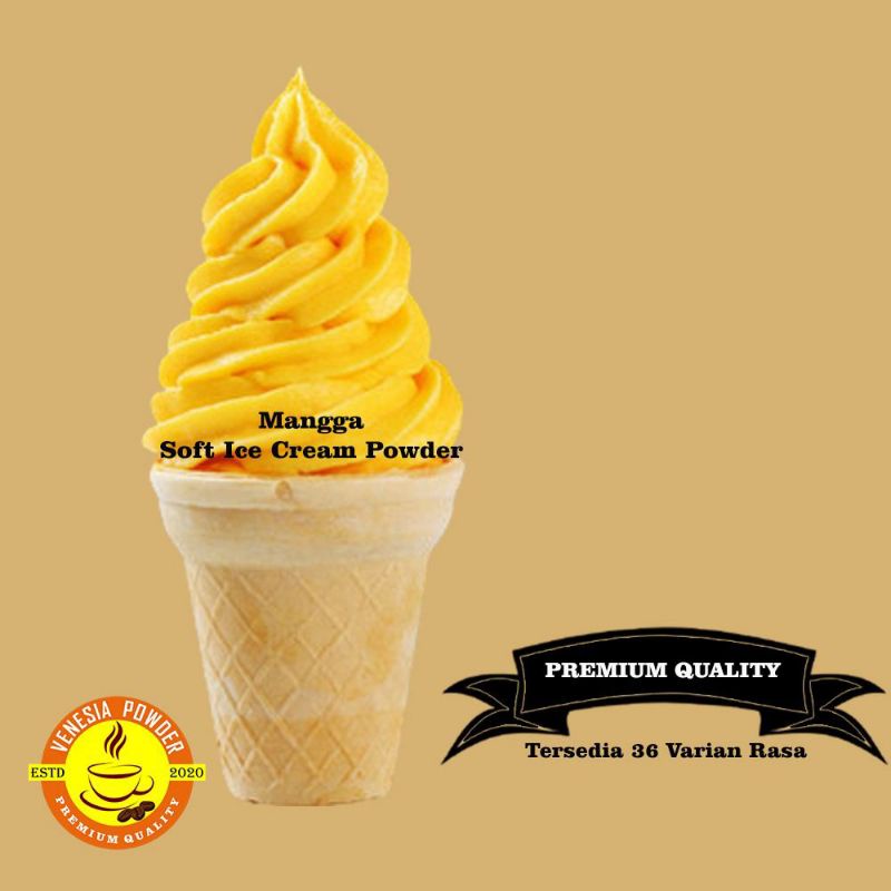 SOFT ICE CREAM RASA MANGGA TERLARIS 1KG-BUBUK ES KRIM MANGGA 1KG-BUBUK ES KRIM