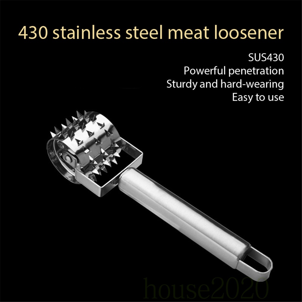 [HOUSE2020]Meat Tenderizer Roller Stainless Steel Rolling Hammer Needle Seasoning Stick for Steak Chicken Pork Beef