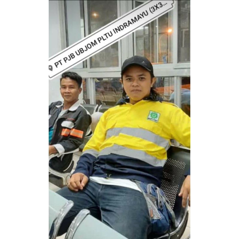 SERAGAM BAJU SAFETY ATASAN KUNING DONGKER KANCING BERLOGO K3