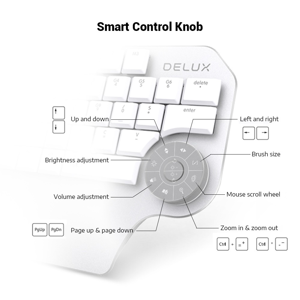 DELUX T11 BASIC Designer Single Hand Keyboard Keypad with Smart Dial