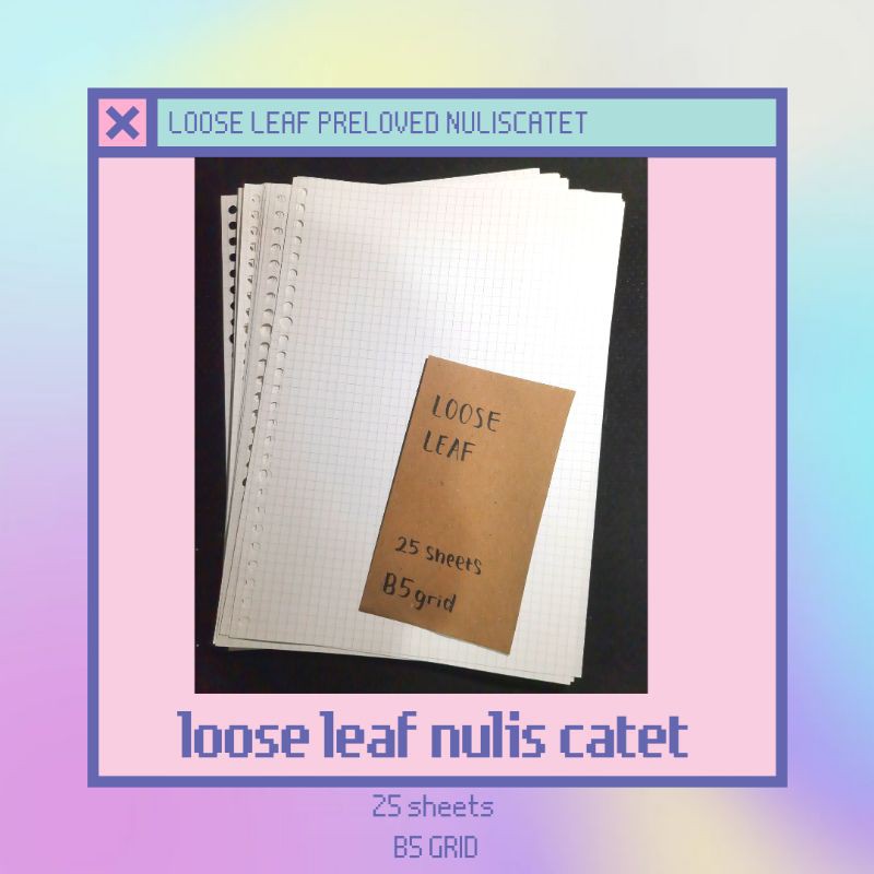 NULISCATET LOOSE LEAF loose leaf nulis catet B5 GRID 25 SHEETS PRELOVED kertas binder nulis catet