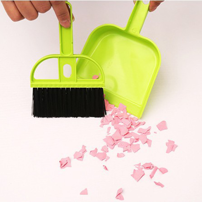 Pengki Dan Sikat Dapur Plastik Mini Pembersih Meja Sweeper Dust Pan Set Alat Pembersih Debu Sikat Keyboard Desktop